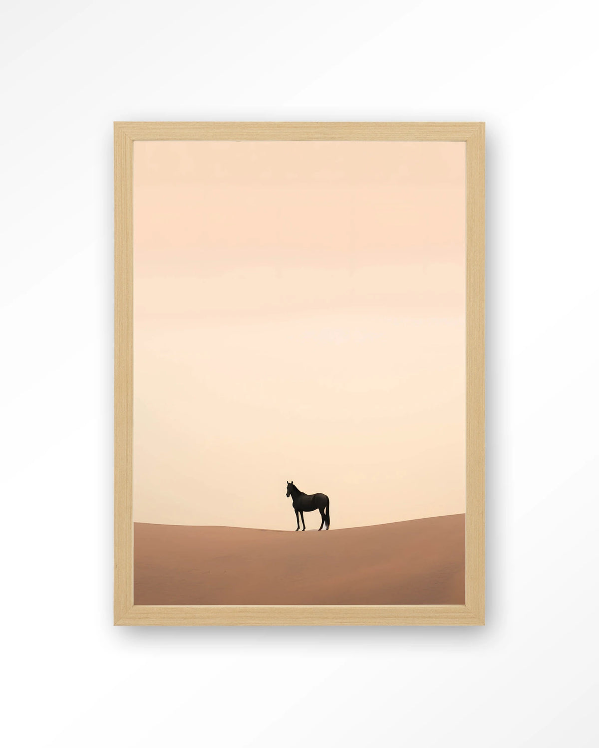 Desert Horse – paard in woestijn – Art print – Hout naturel