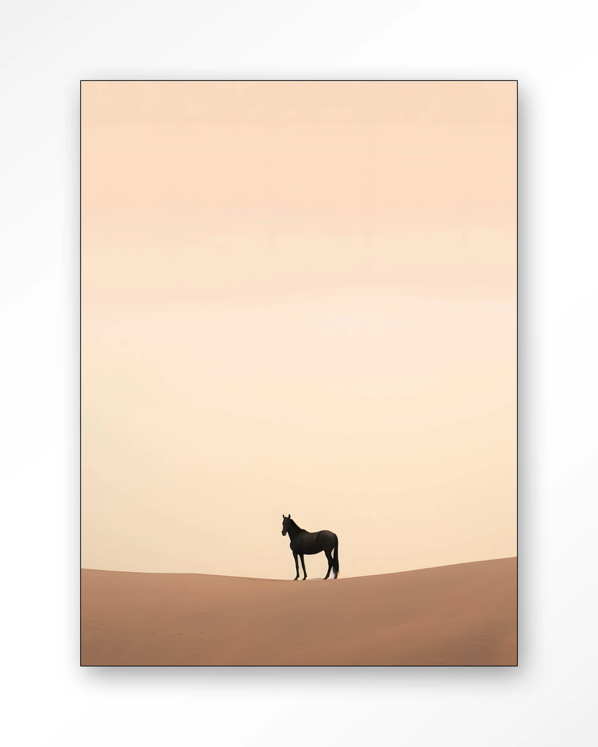 Desert Horse – paard in woestijn – Wandkleed – Frame – zwart