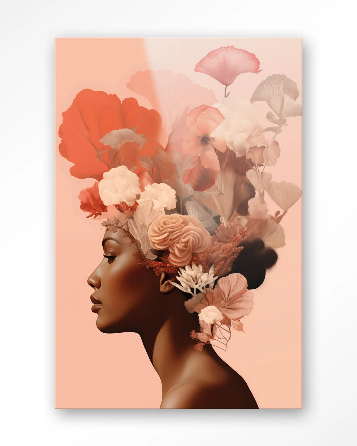 Flower Crown – vrouw met bloemen in haar – Glas – Blinde montage