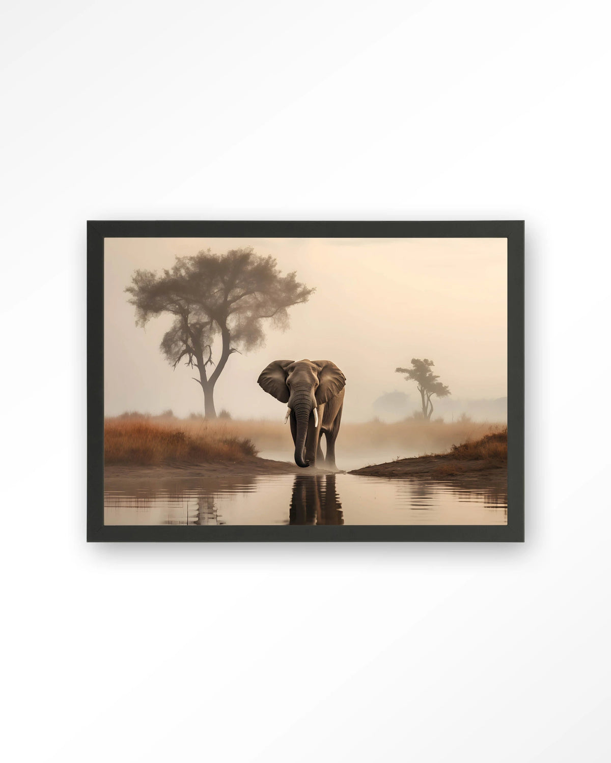 Savannah Elephant – olifant in de savanne – Art print – Hout zwart