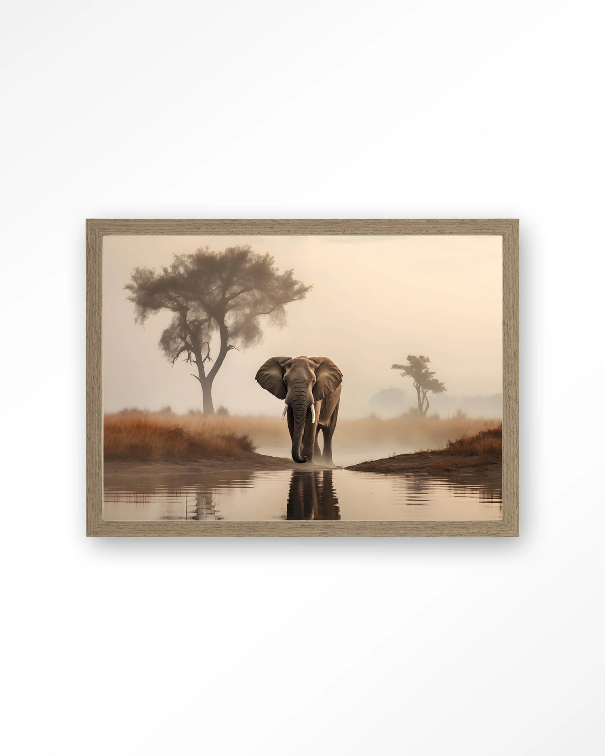 Savannah Elephant – olifant in de savanne – Art print – Hout bruin