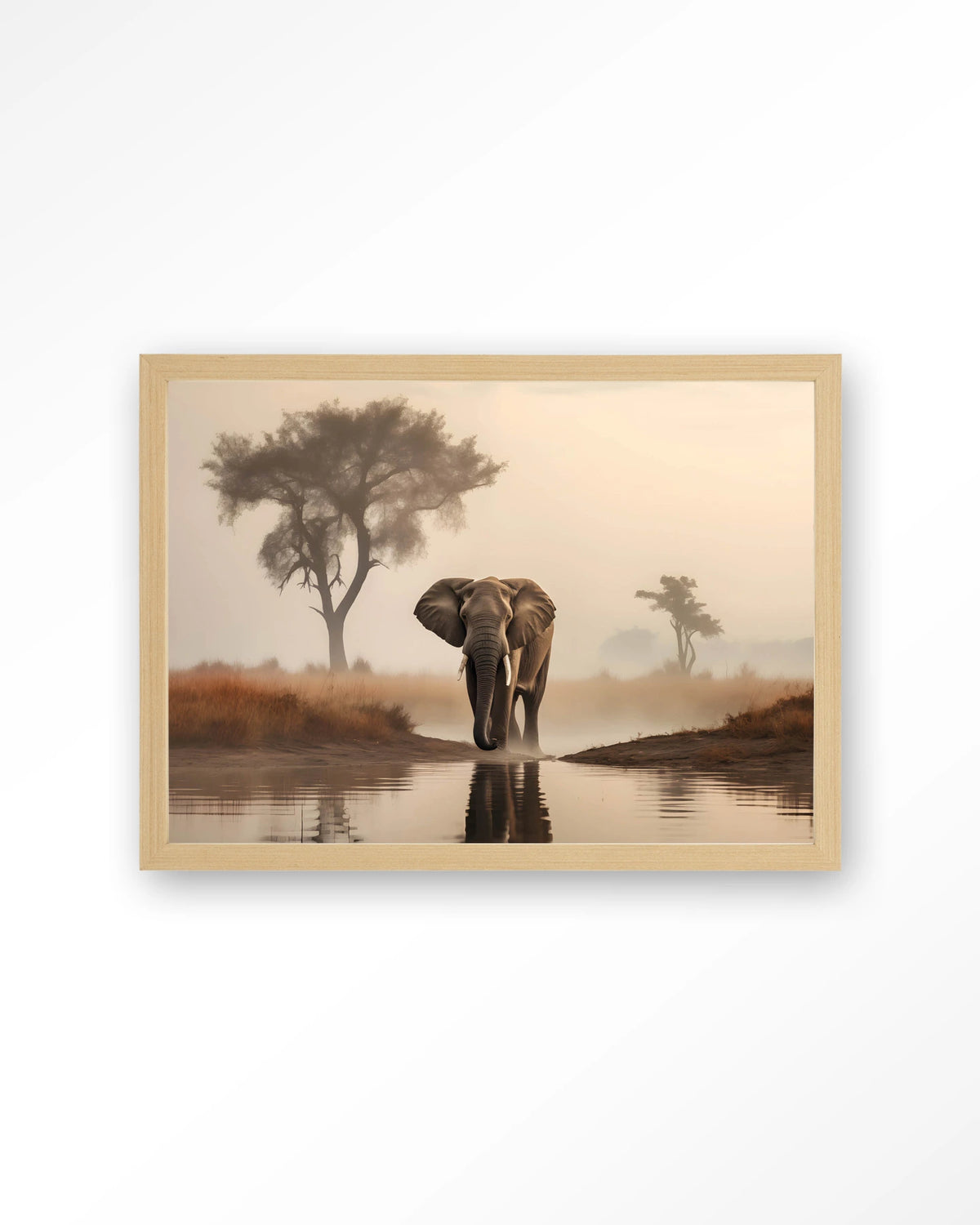 Savannah Elephant – olifant in de savanne – Art print – Hout naturel