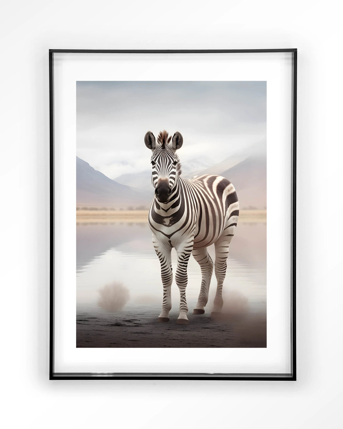 Zebra Mist – zebra in mistig landschap – Art print – Acryl zwart