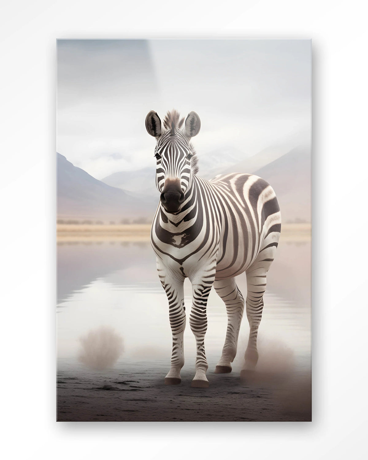Zebra Mist – zebra in mistig landschap – Glas – Blinde montage