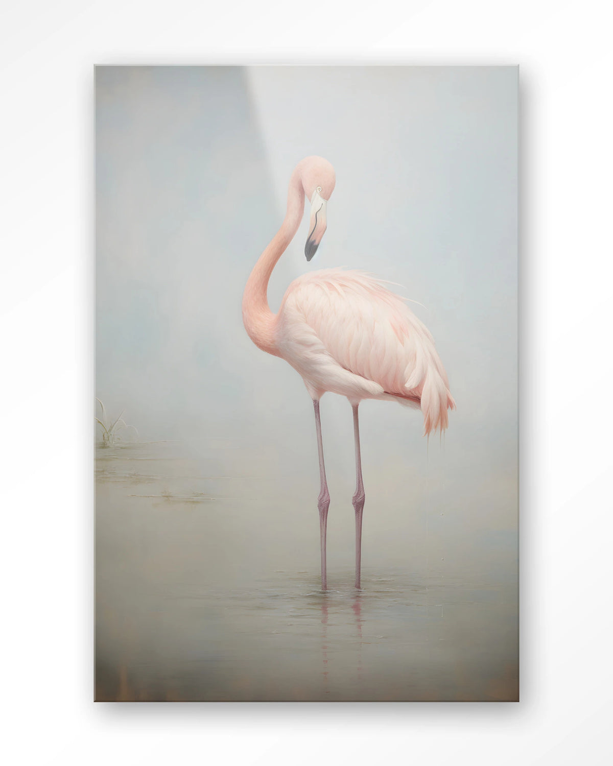 Flamingo Vintage – flamingo in mist – Glas – Blinde montage