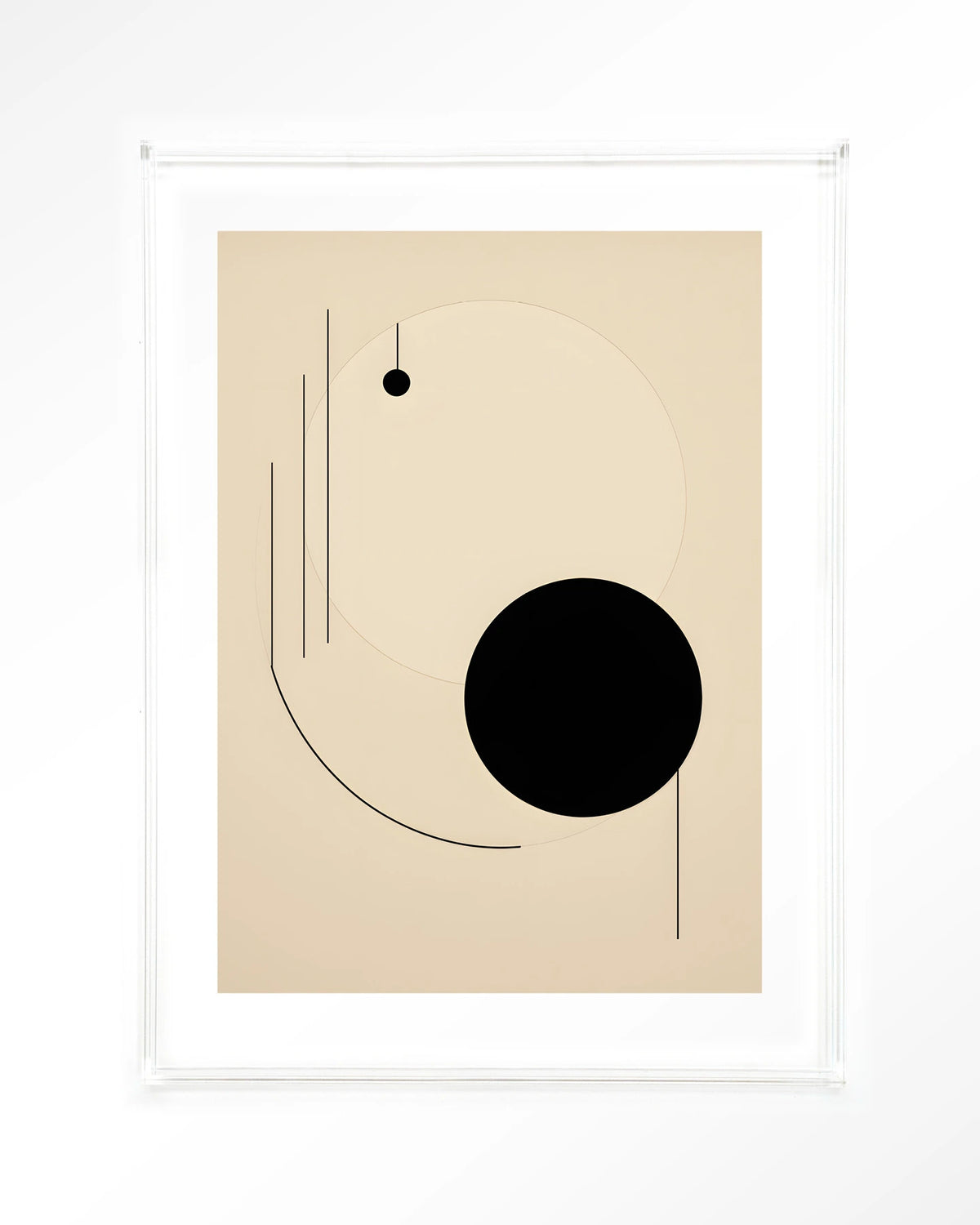 Kyoto – abstracte lijnen en zwarte cirkel – Art print – Acryl doorzichtig