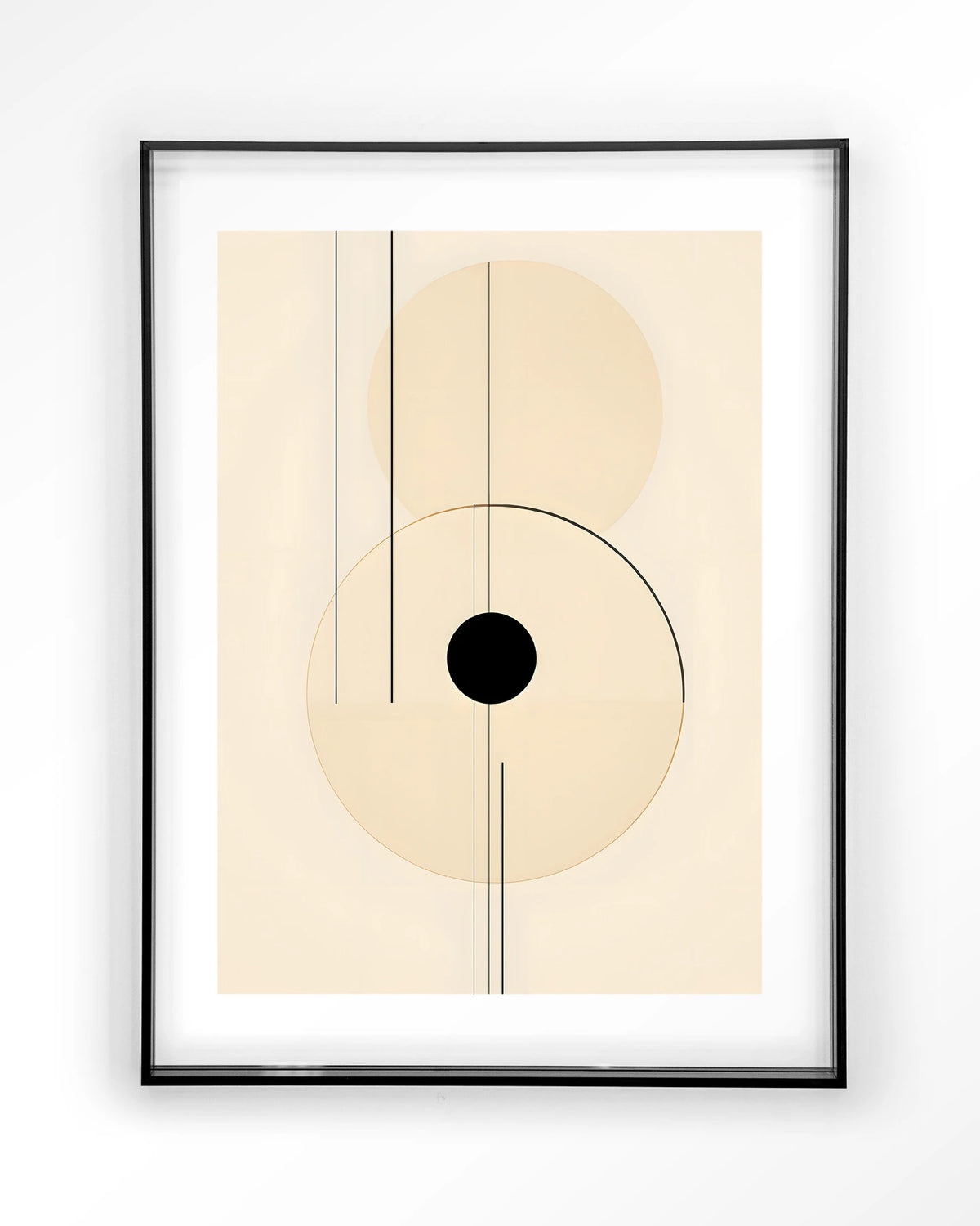 Osaka – abstracte lijnen met zwarte cirkel – Art print – Acryl zwart