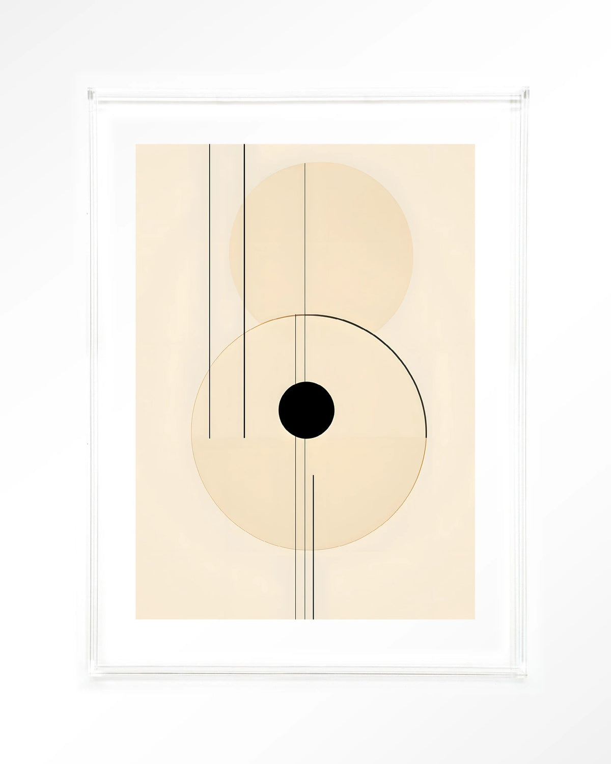 Osaka – abstracte lijnen met zwarte cirkel – Art print – Acryl doorzichtig