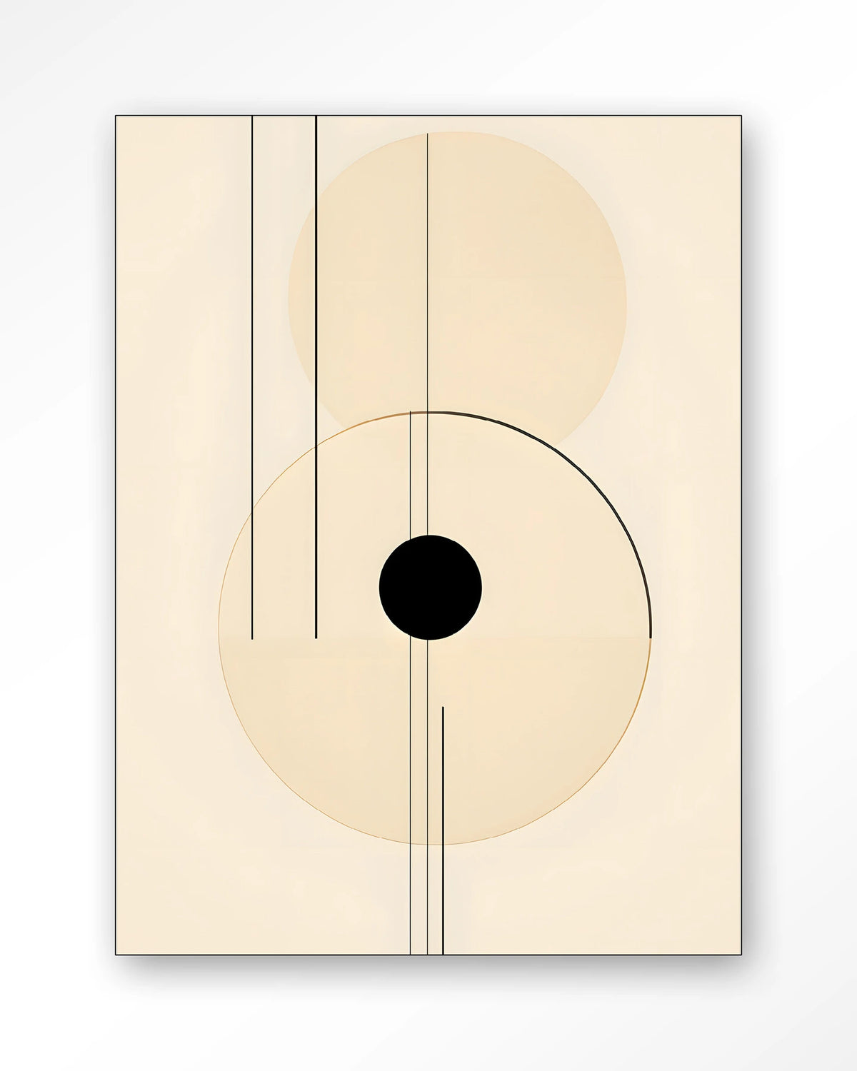 Osaka – abstracte lijnen met zwarte cirkel – Wandkleed – Frame – zwart
