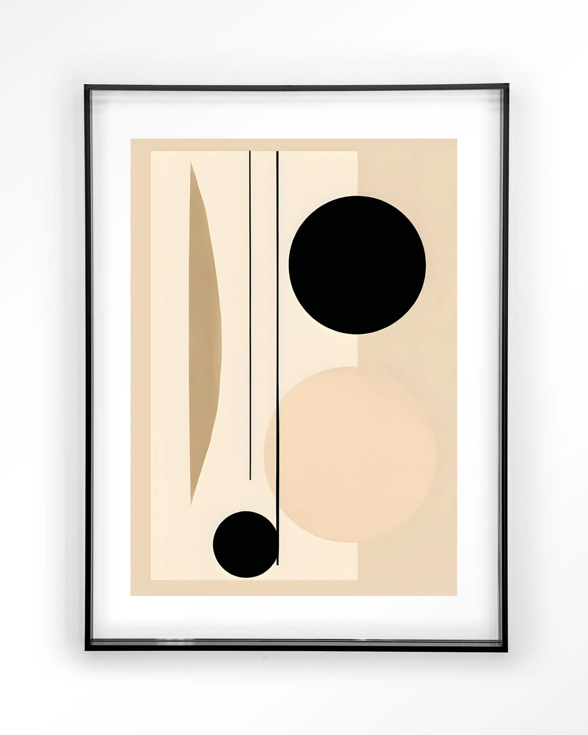 Nagoya – abstract in beige en zwart – Art print – Acryl zwart