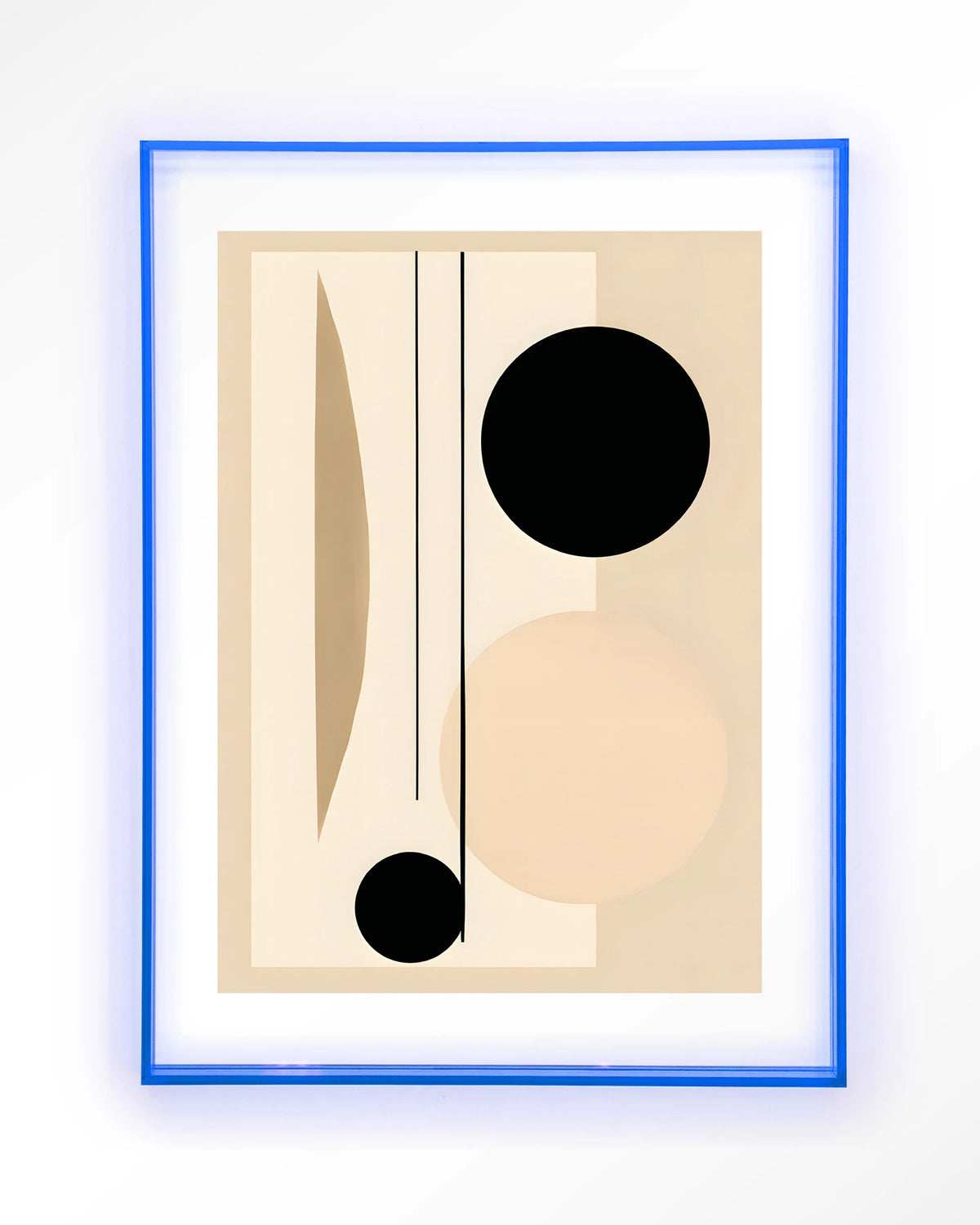 Nagoya – abstract in beige en zwart – Art print – Acryl lichtblauw