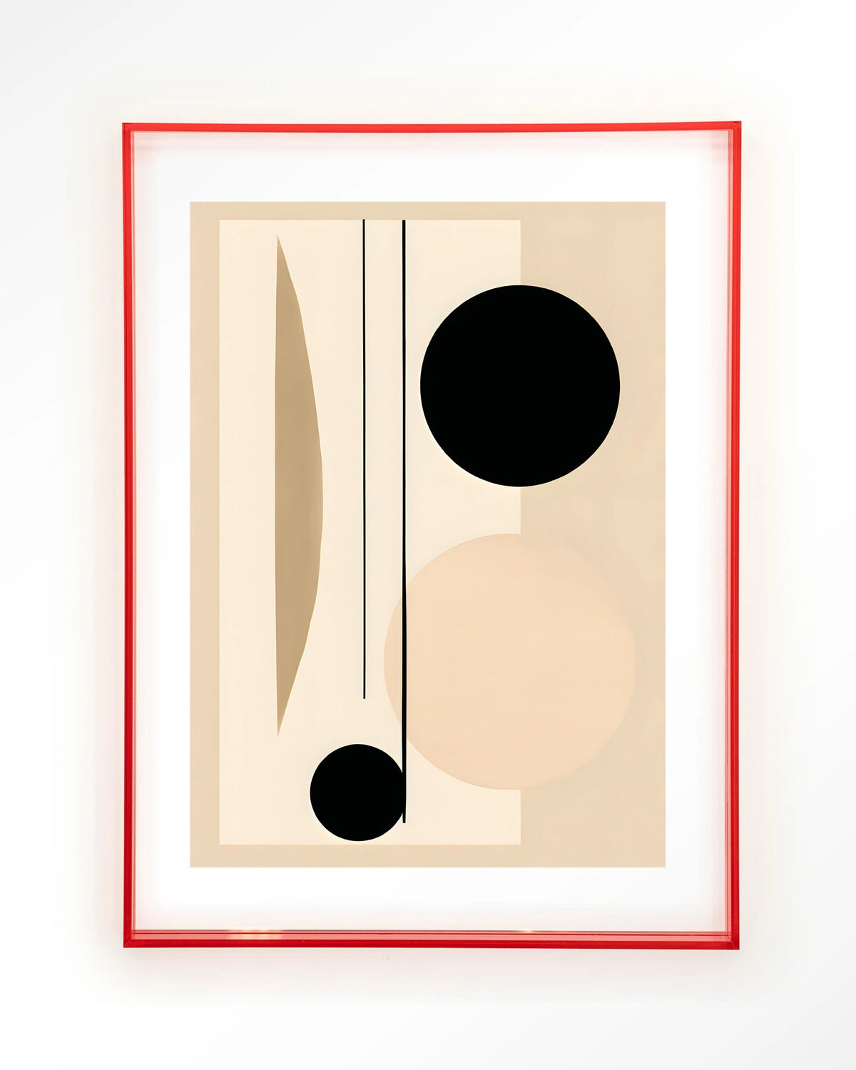 Nagoya – abstract in beige en zwart – Art print – Acryl roze