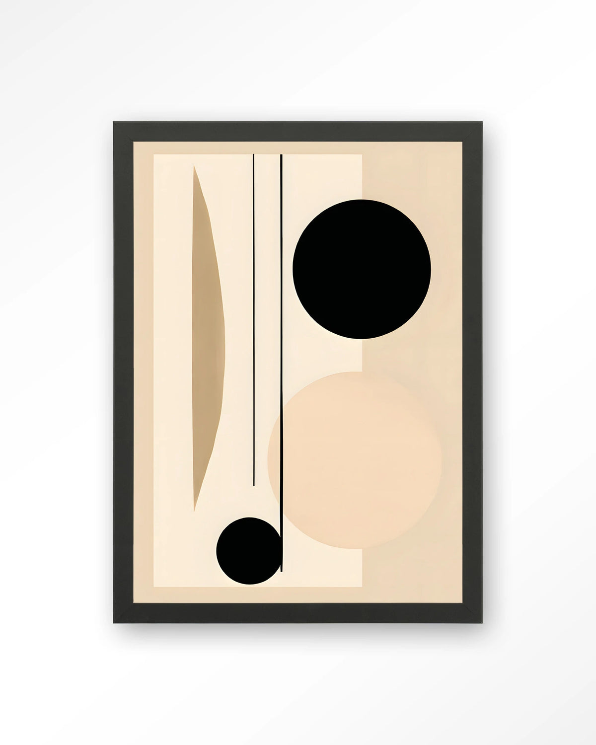 Nagoya – abstract in beige en zwart – Art print – Hout zwart