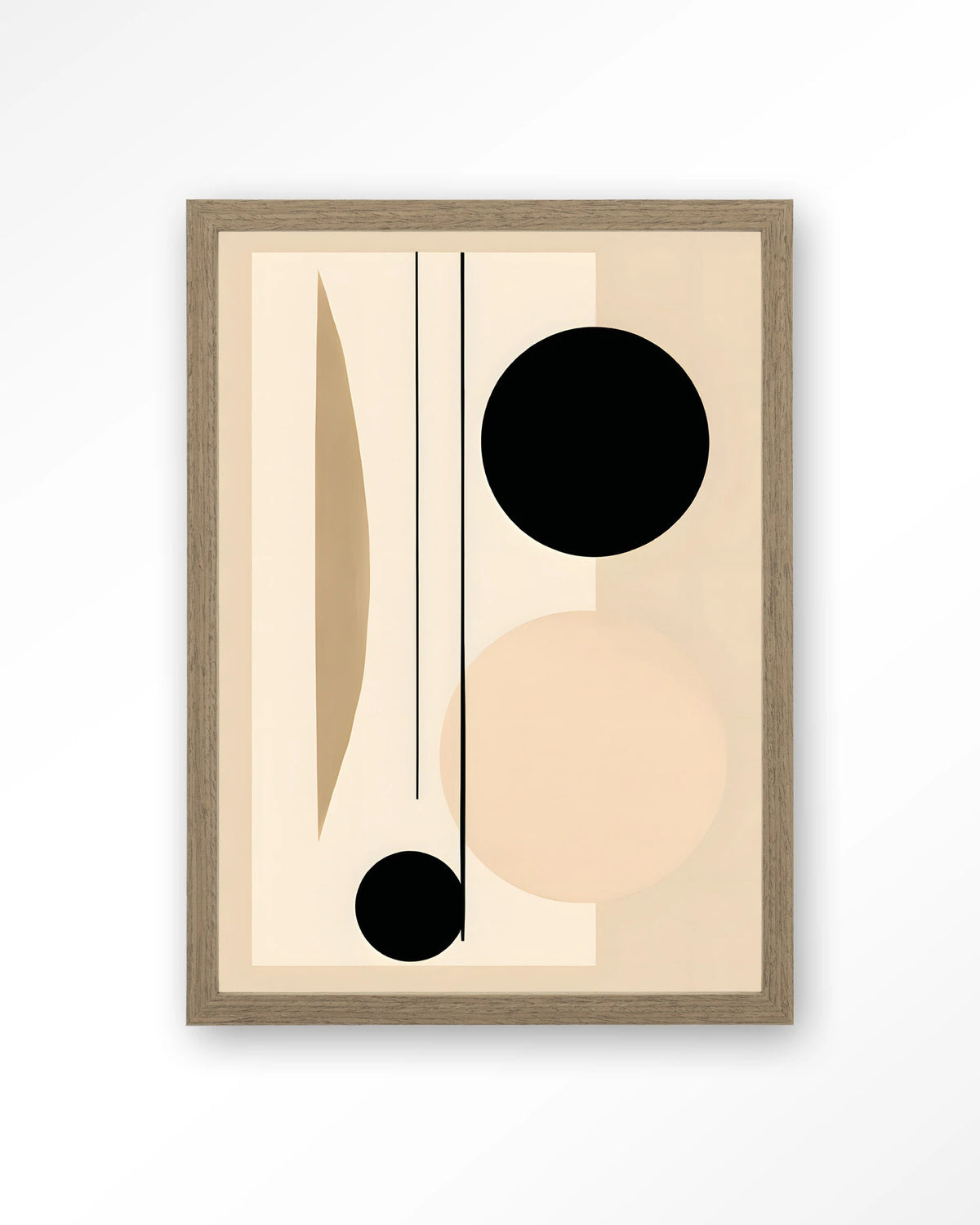 Nagoya – abstract in beige en zwart – Art print – Hout bruin