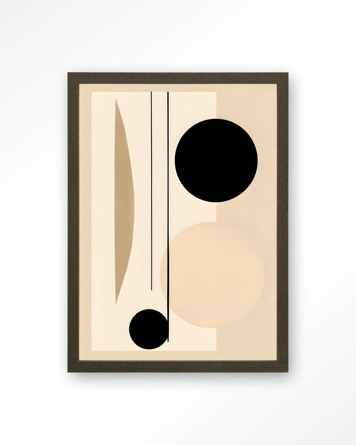 Nagoya – abstract in beige en zwart – Art print – Hout donkerbruin