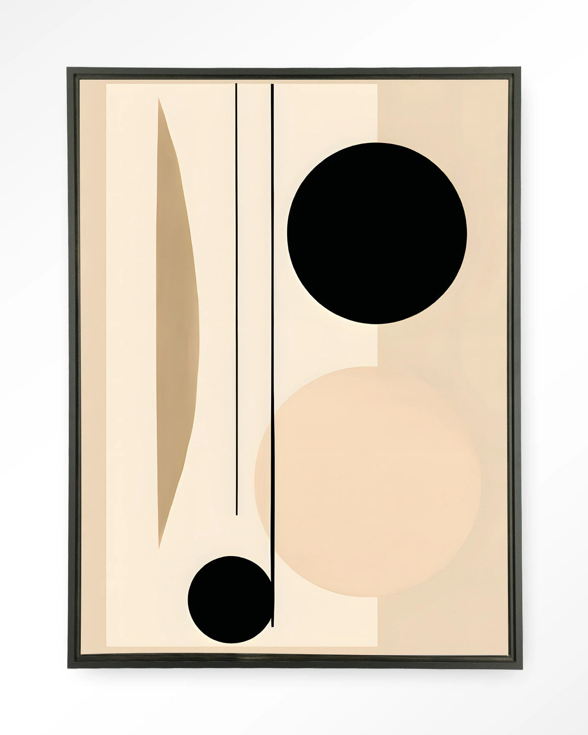 Nagoya – abstract in beige en zwart – Wandkleed – Floating frame – zwart