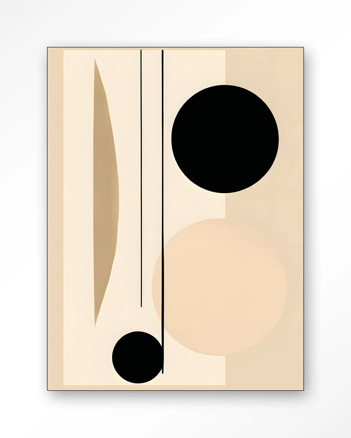 Nagoya – abstract in beige en zwart – Wandkleed – Frame – zwart