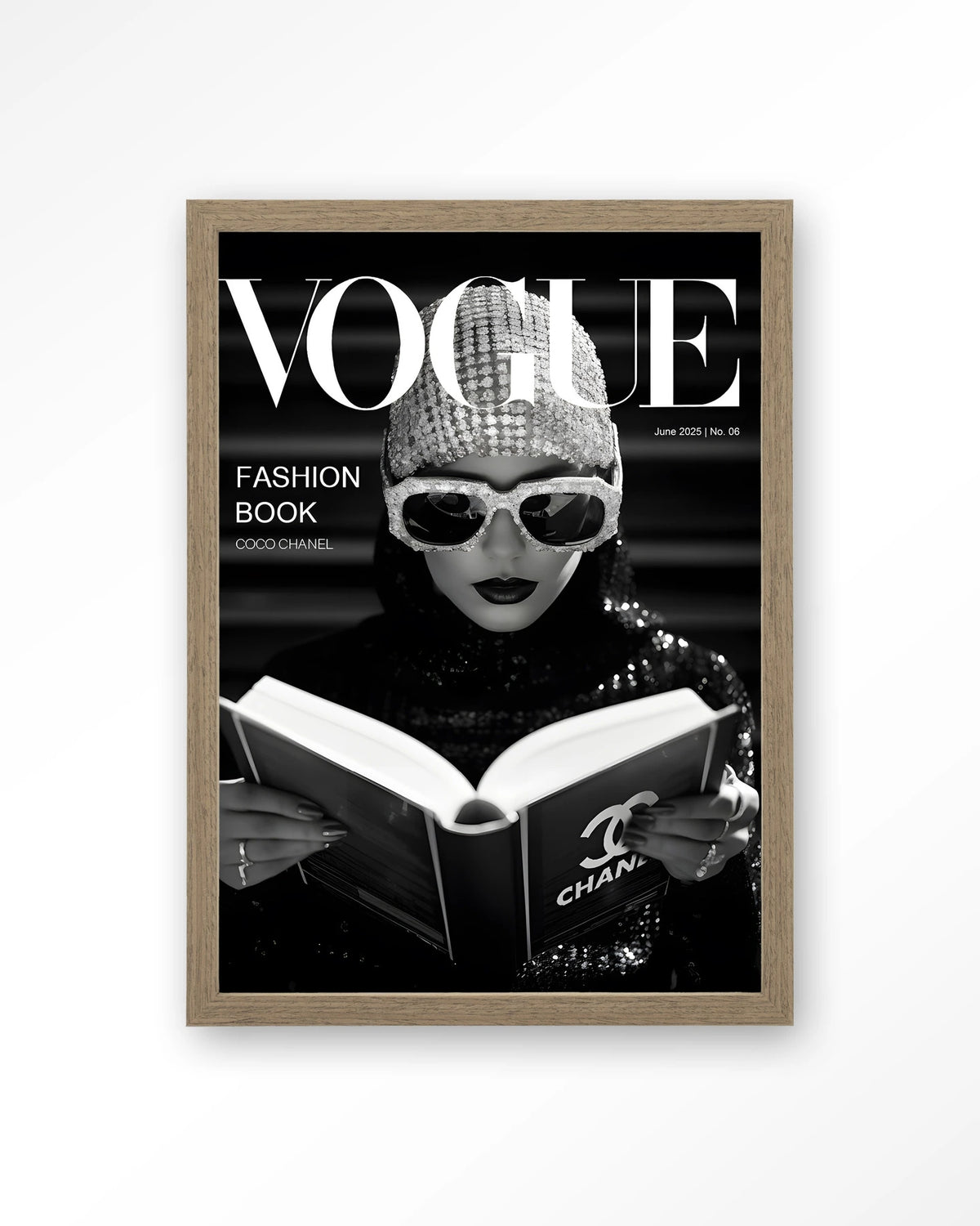 Fashion Book Black – Art print – Hout bruin