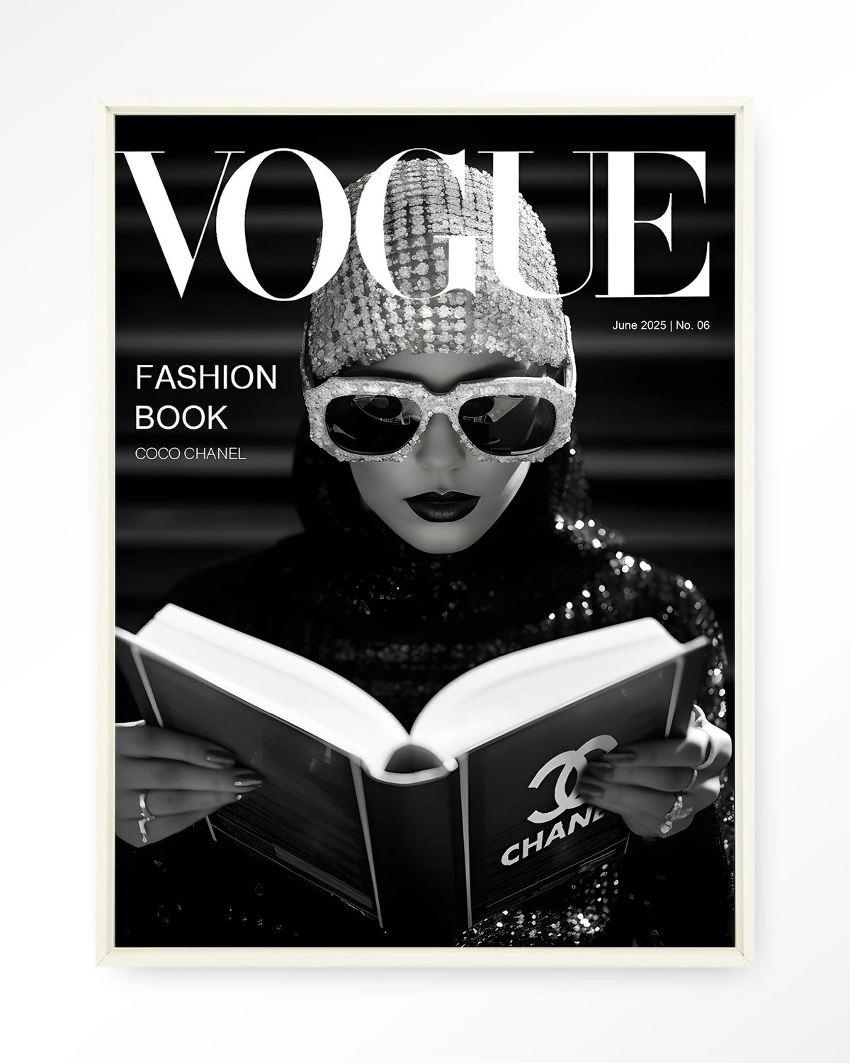Fashion Book Black – Wandkleed – Floating frame – wit