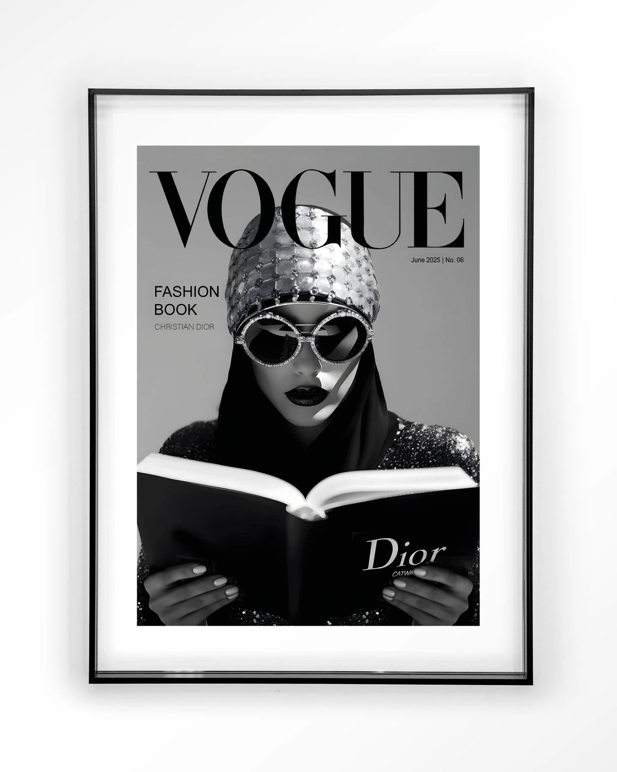 Fashion Book White – modemagazine in zwart-wit – Art print – Acryl zwart