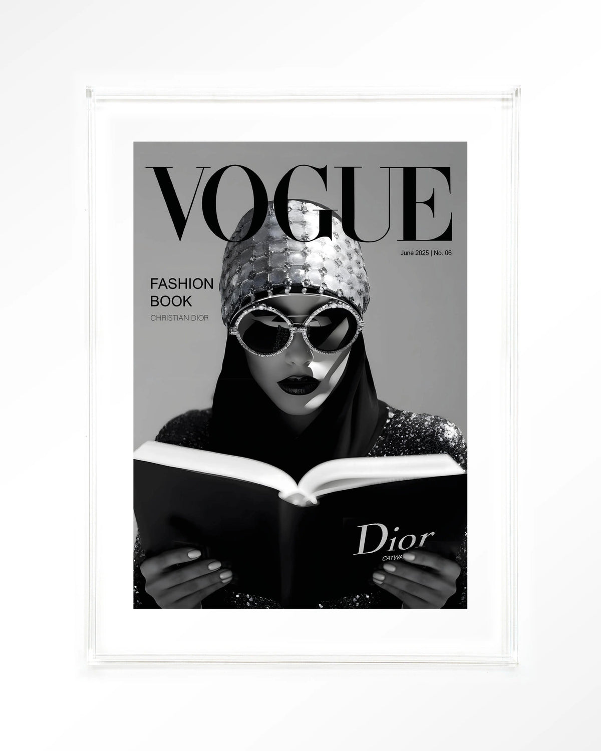 Fashion Book White – modemagazine in zwart-wit – Art print – Acryl doorzichtig