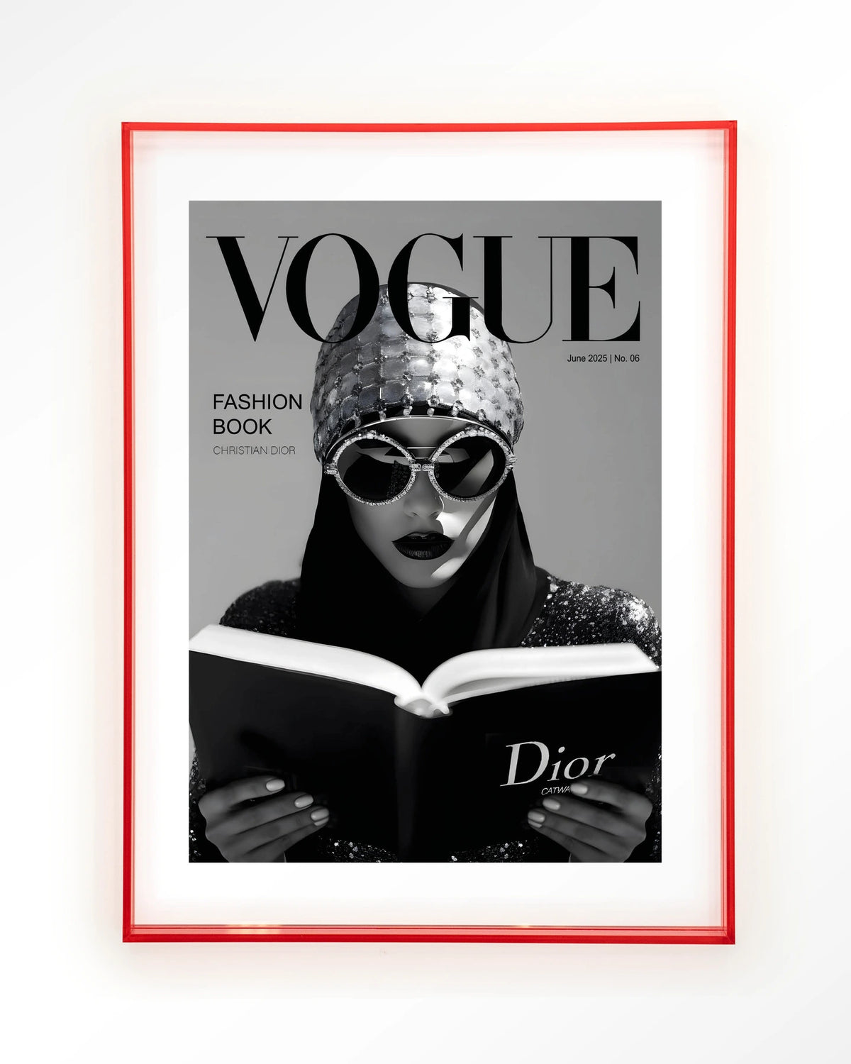 Fashion Book White – modemagazine in zwart-wit – Art print – Acryl roze