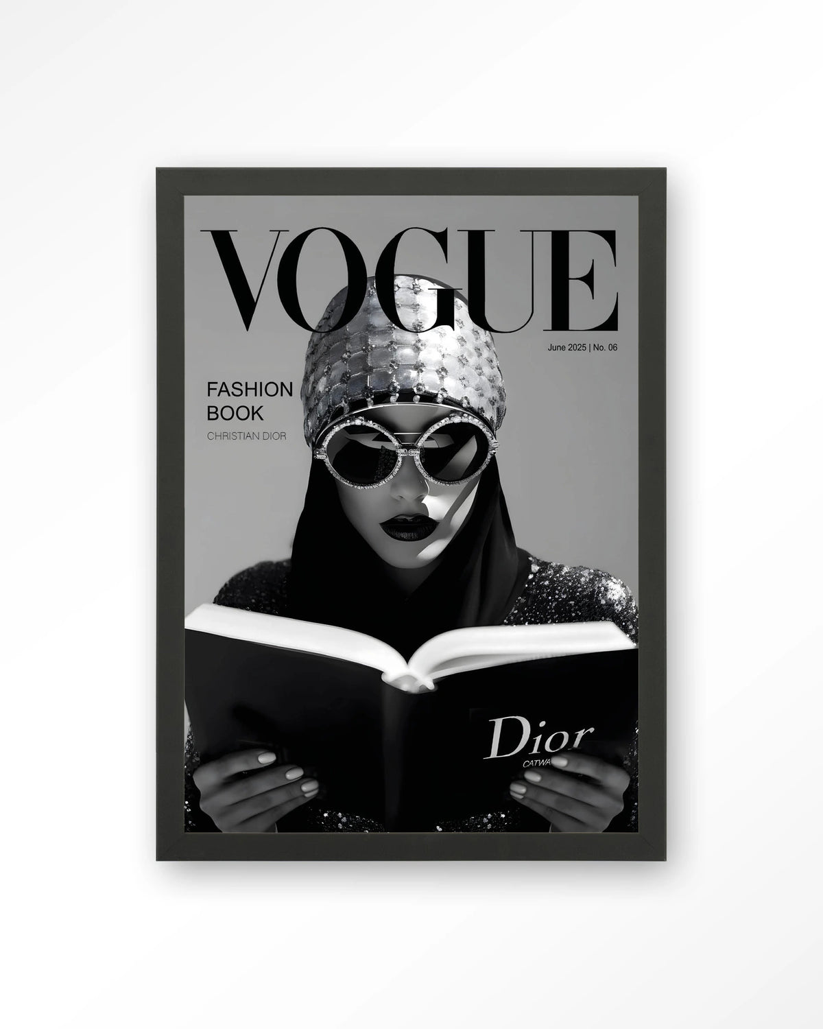Fashion Book White – modemagazine in zwart-wit – Art print – Hout zwart