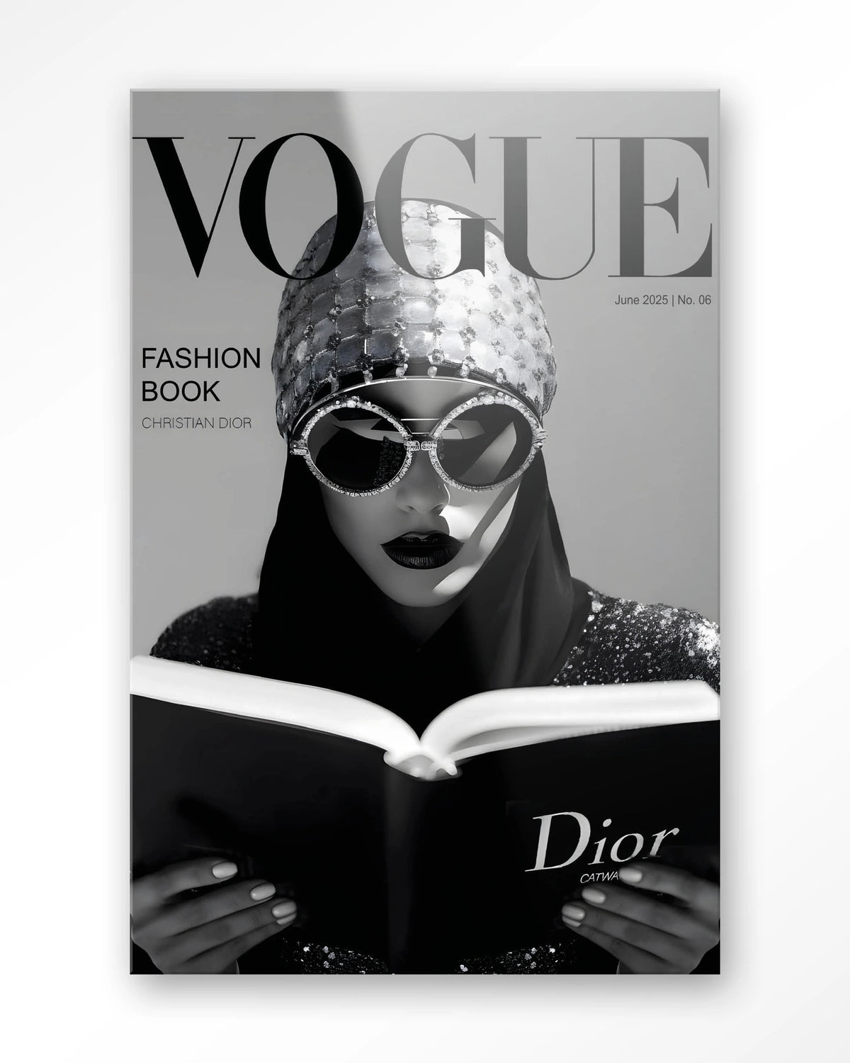 Fashion Book White – modemagazine in zwart-wit – Glas – Blinde montage