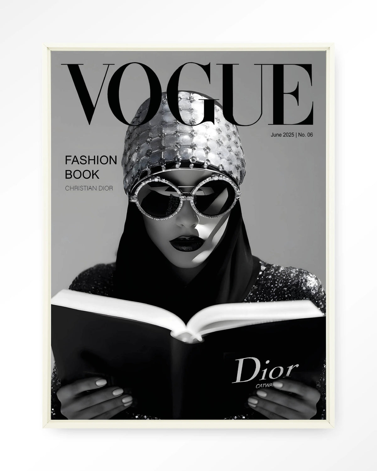 Fashion Book White – modemagazine in zwart-wit – Wandkleed – Floating frame – wit