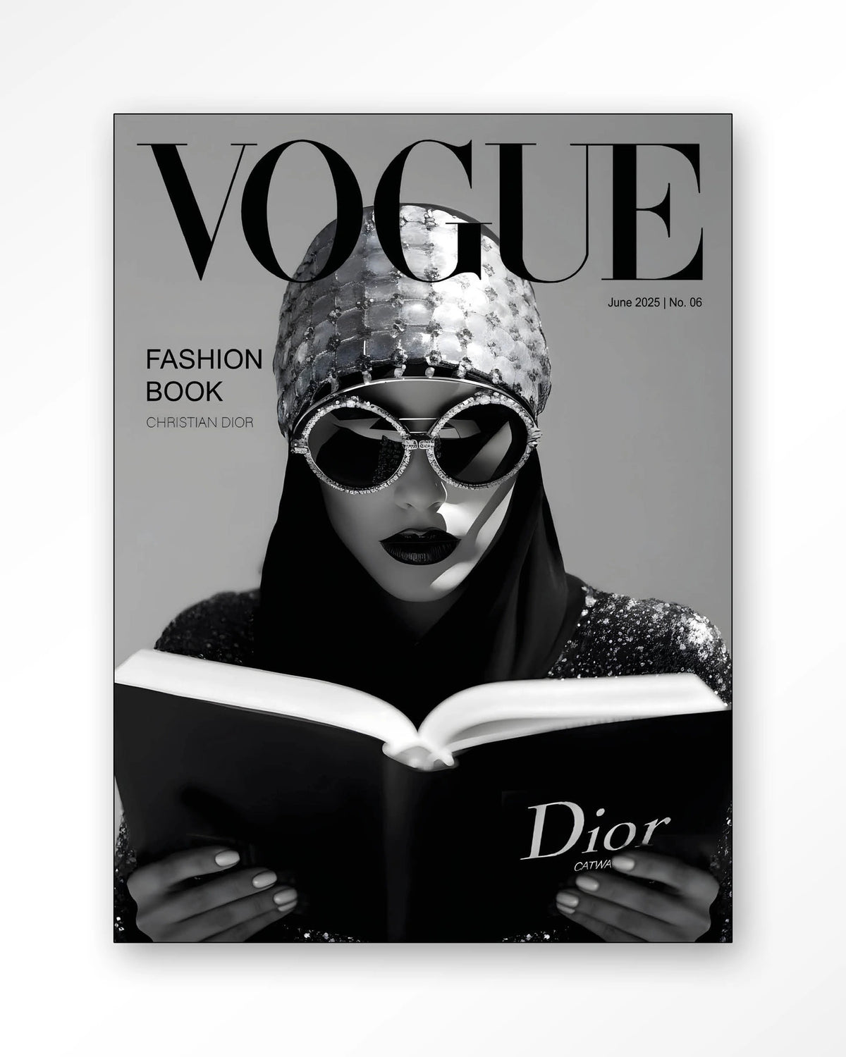 Fashion Book White – modemagazine in zwart-wit – Wandkleed – Frame – zwart