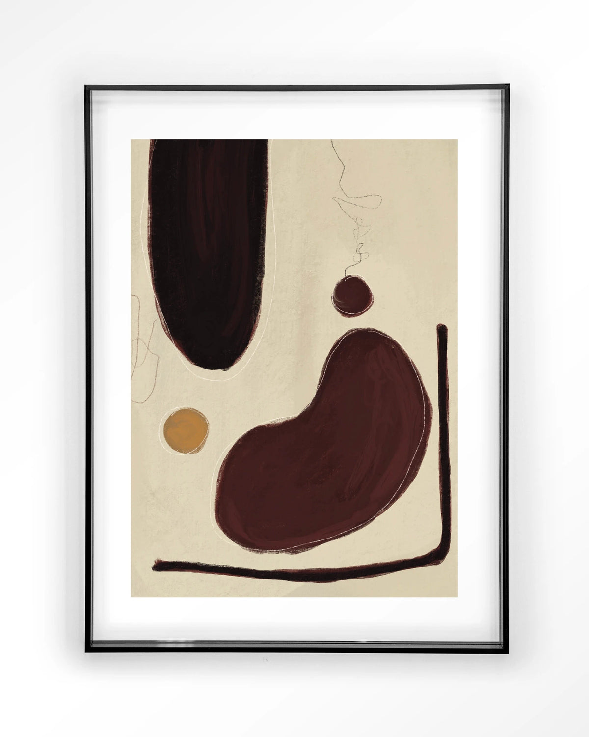 Sendai – abstract in bordeaux en beige – Art print – Acryl zwart
