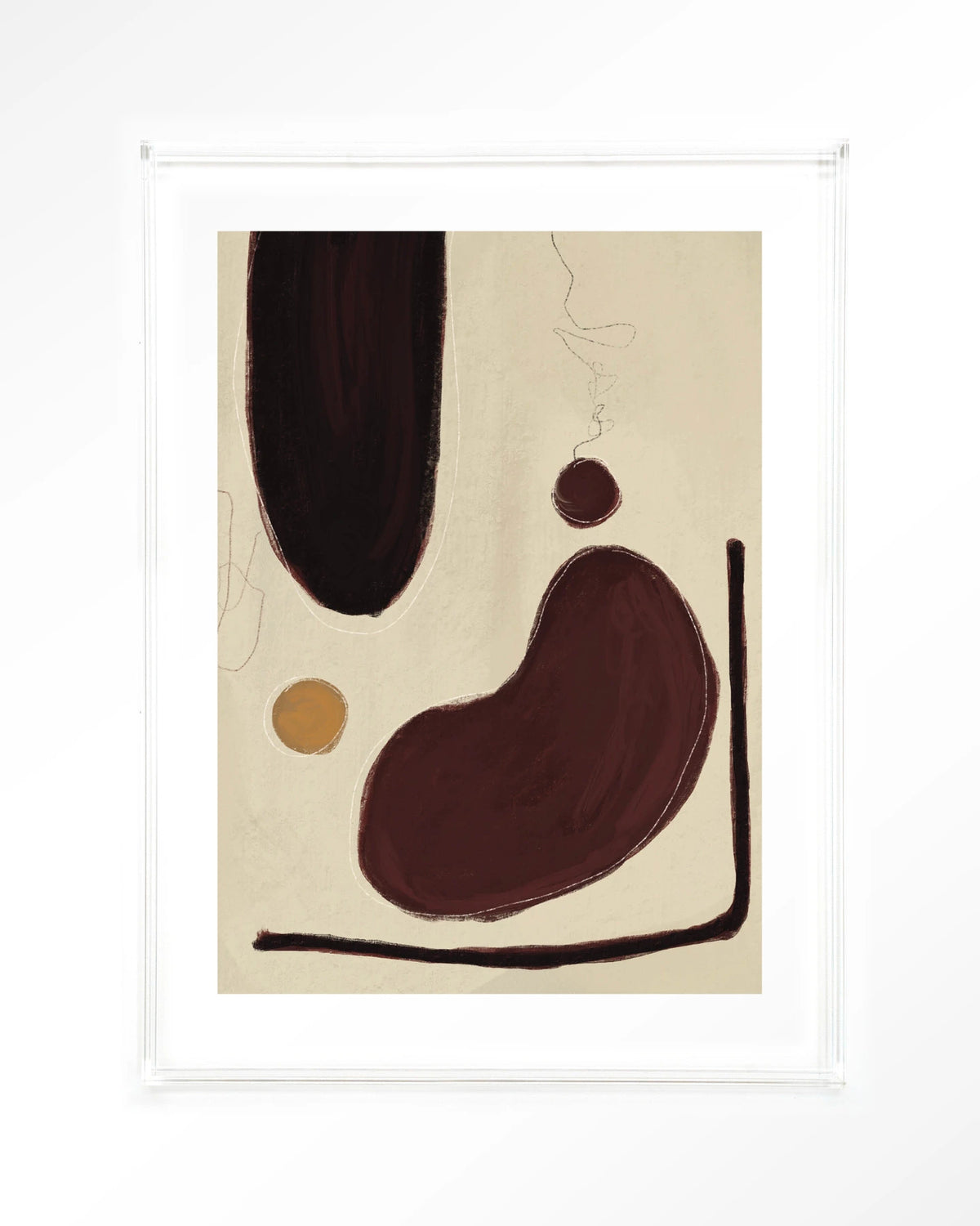 Sendai – abstract in bordeaux en beige – Art print – Acryl doorzichtig