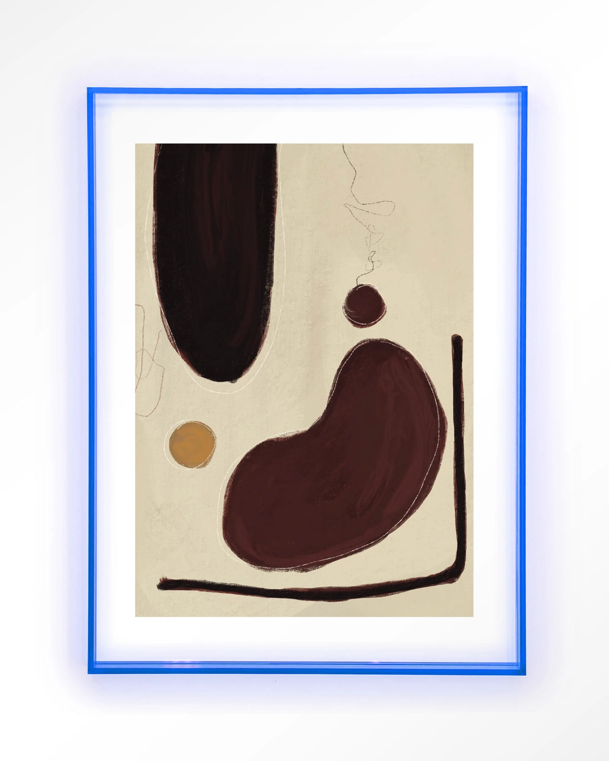 Sendai – abstract in bordeaux en beige – Art print – Acryl lichtblauw