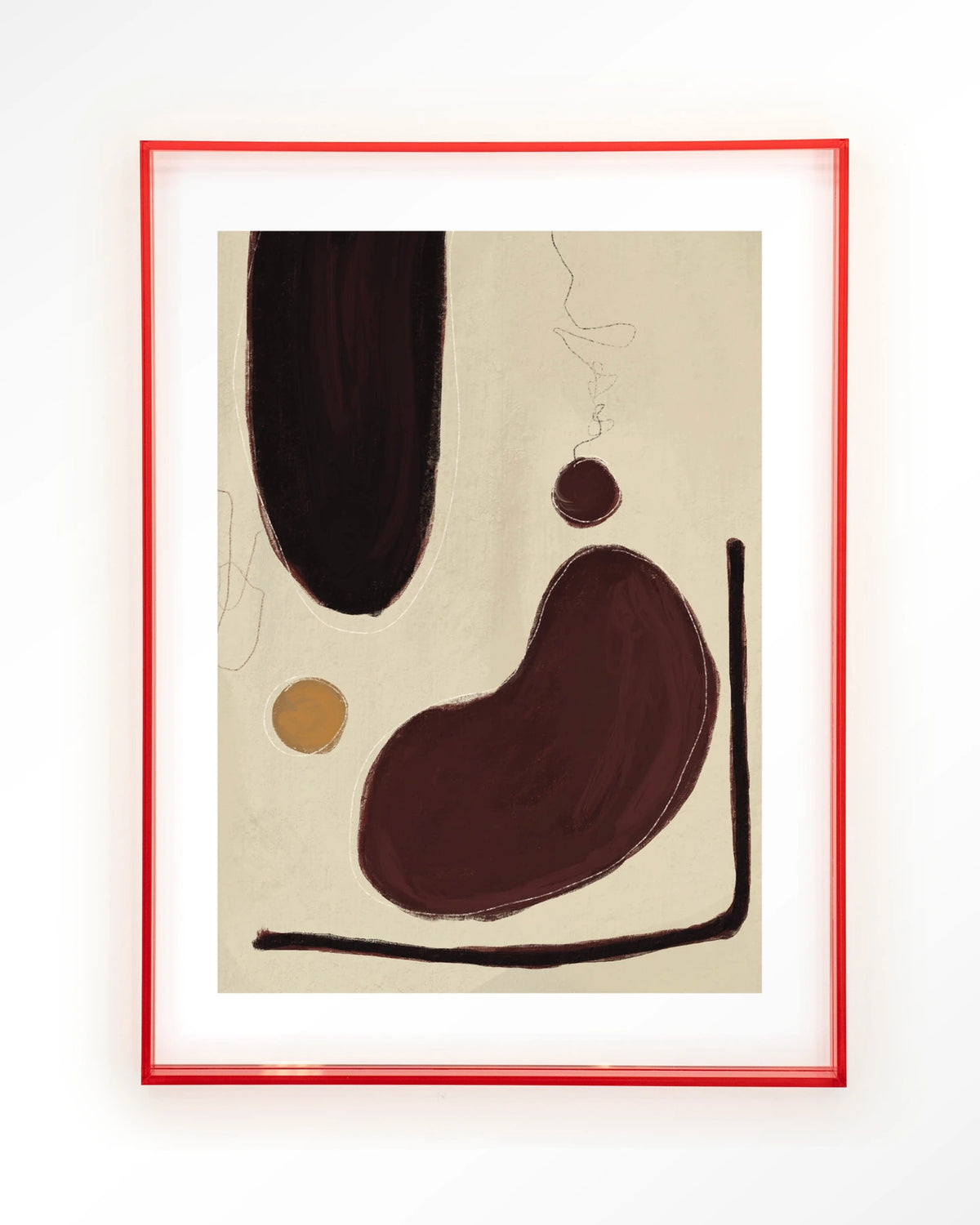 Sendai – abstract in bordeaux en beige – Art print – Acryl roze