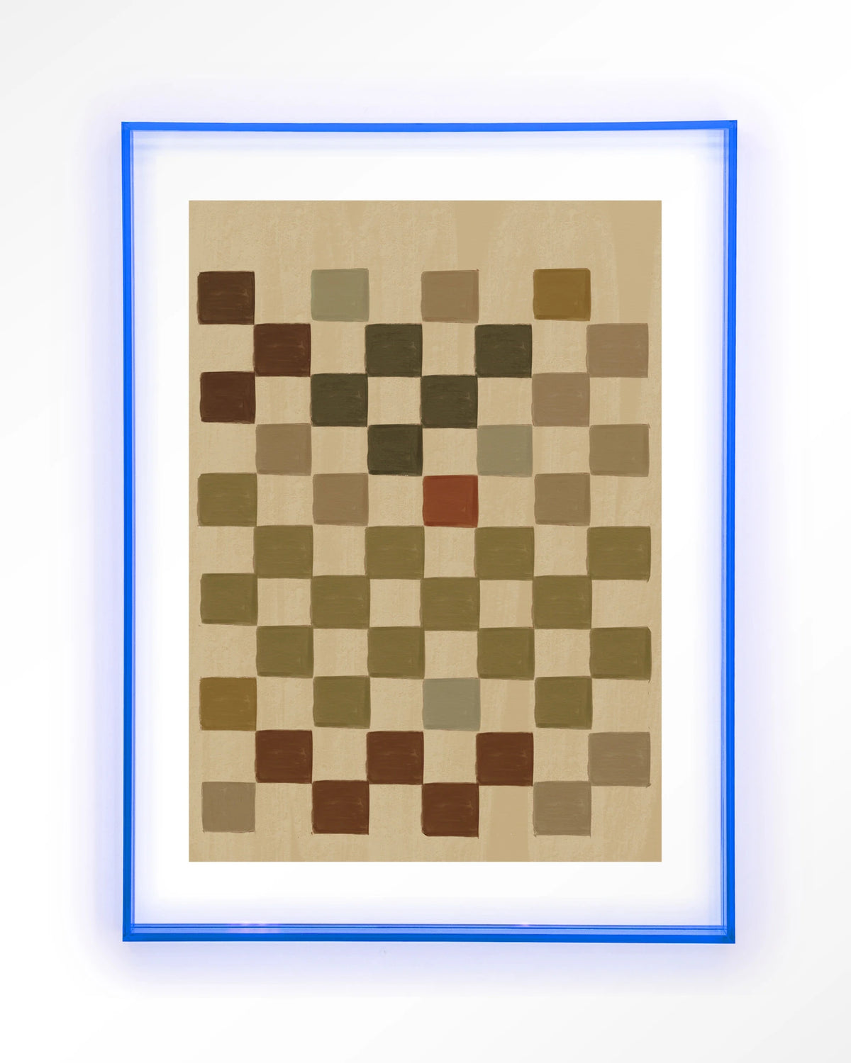 Cuba – ruitpatroon in aardetinten – Art print – Acryl lichtblauw