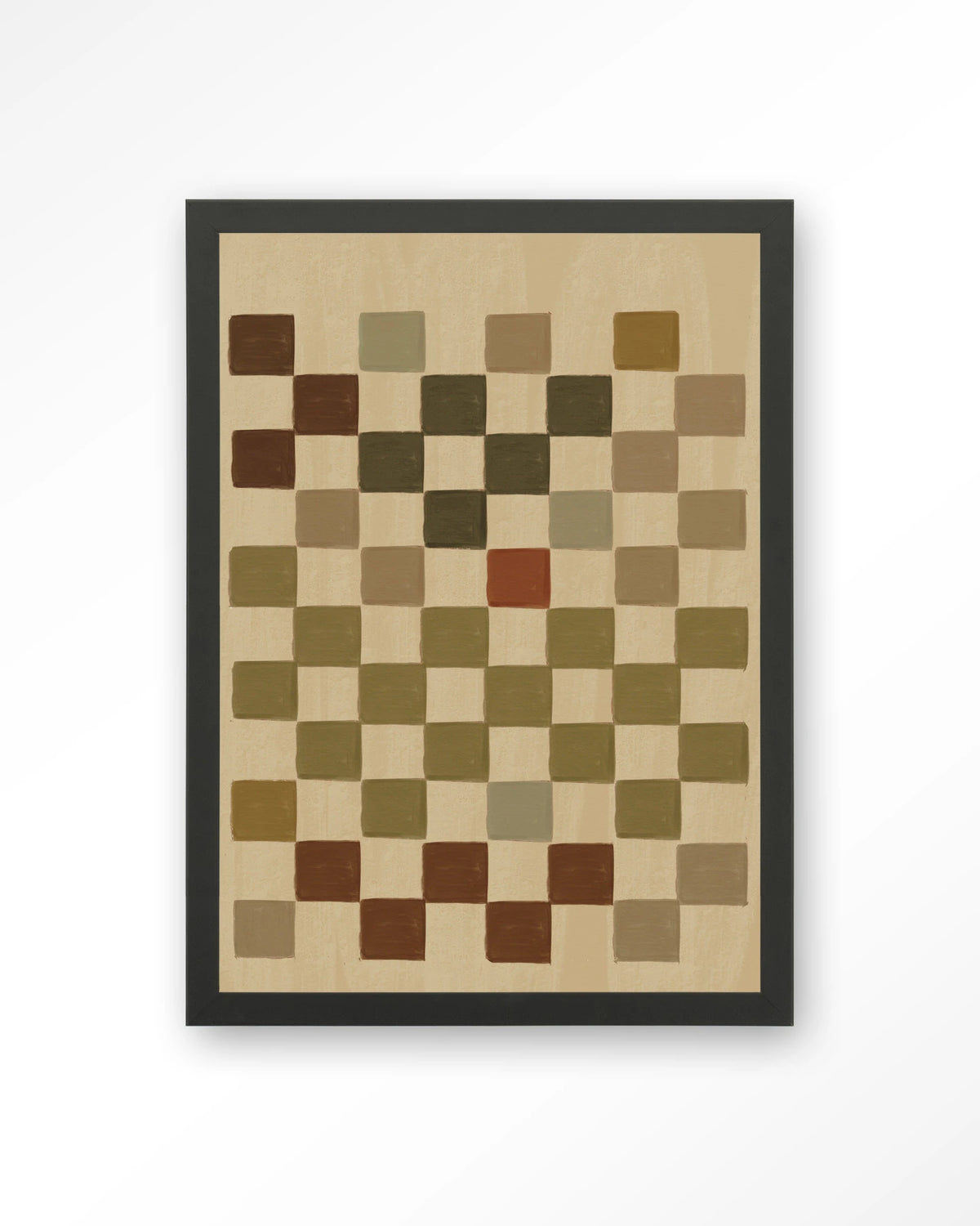 Cuba – ruitpatroon in aardetinten – Art print – Hout zwart