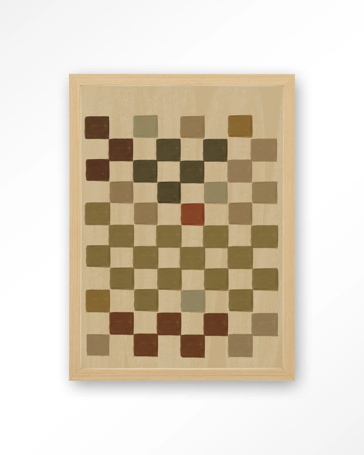 Cuba – ruitpatroon in aardetinten – Art print – Hout naturel