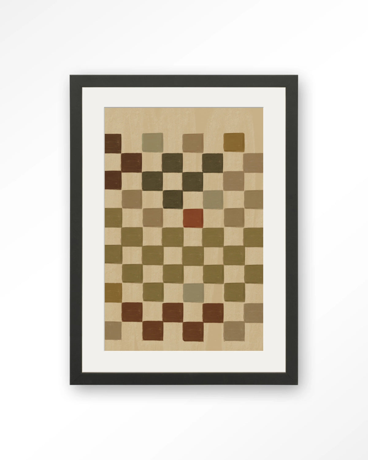 Cuba – ruitpatroon in aardetinten – Art print – Hout zwart + passe-partout