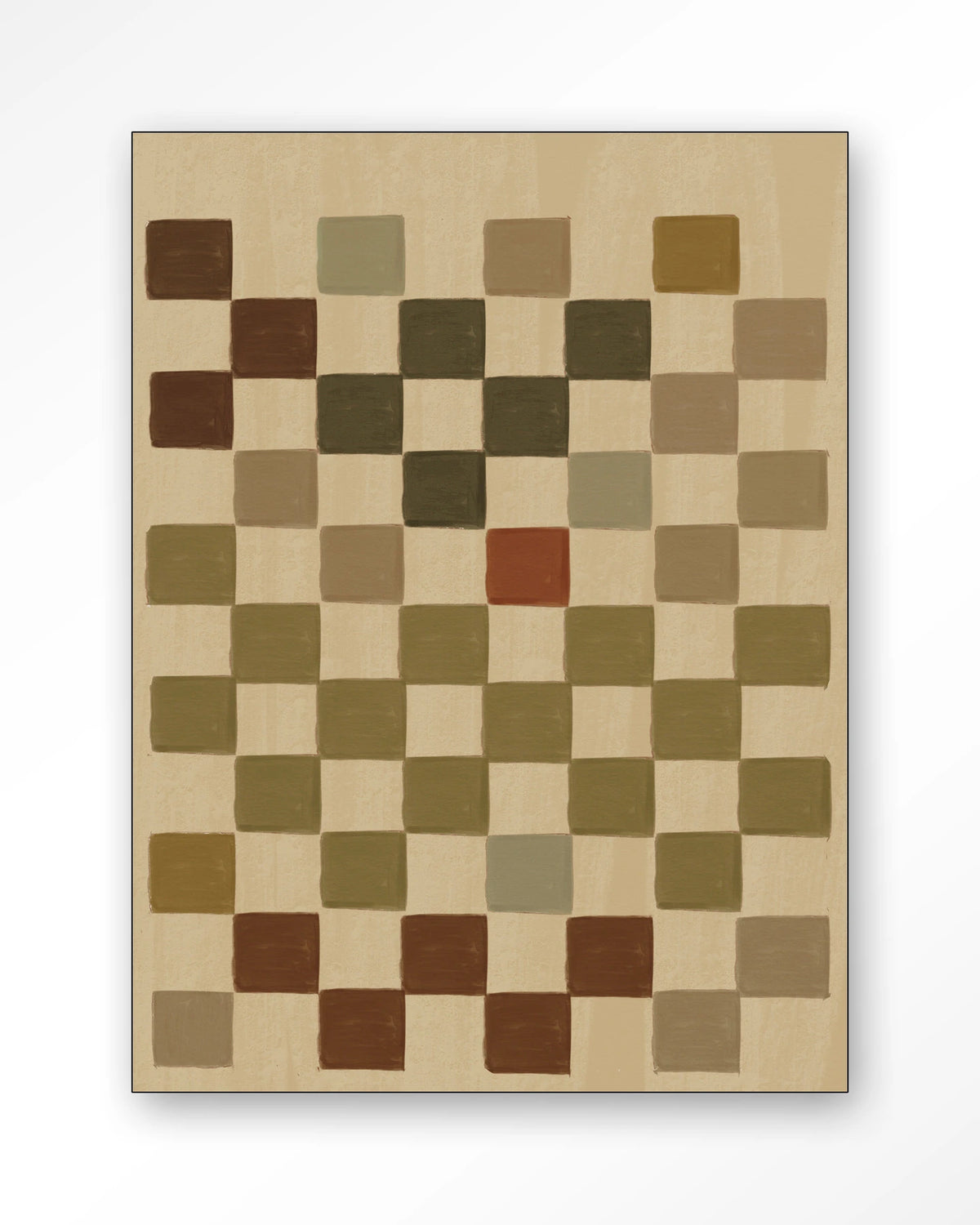Cuba – ruitpatroon in aardetinten – Wandkleed – Frame – zwart
