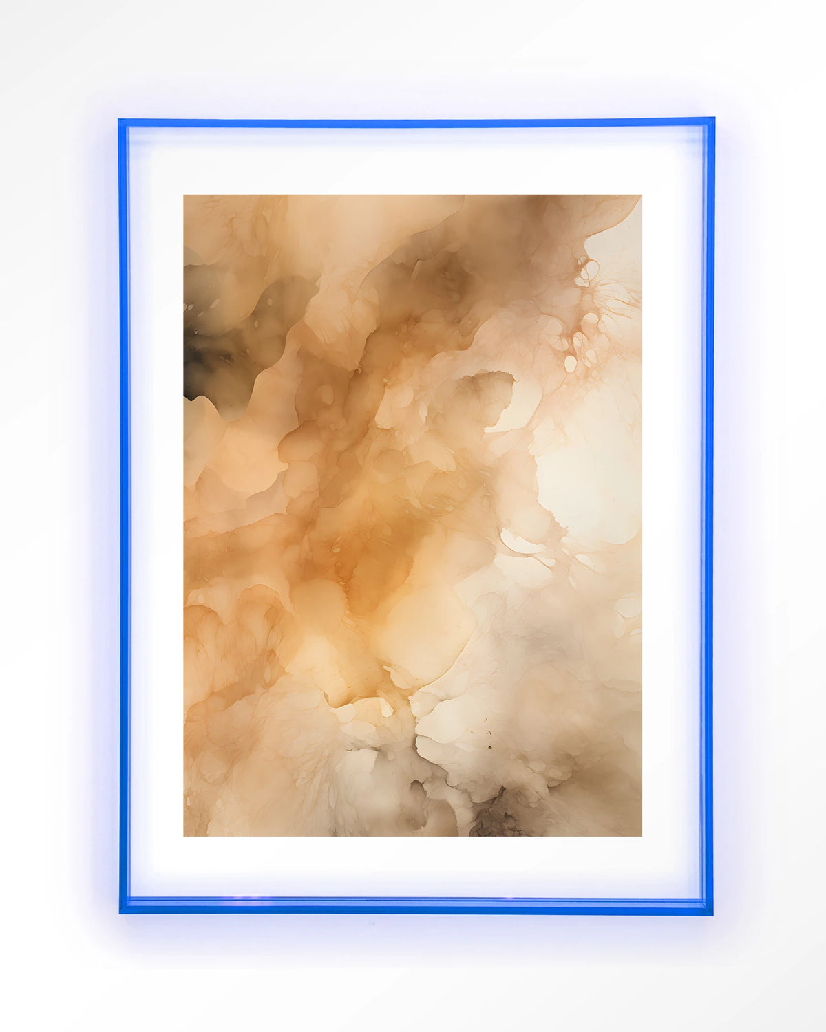 Rusty Clouds – abstract in oranje wolken – Art print – Acryl lichtblauw