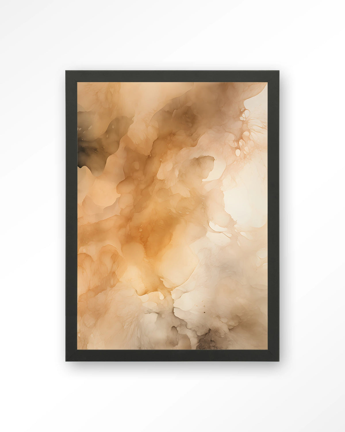 Rusty Clouds – abstract in oranje wolken – Art print – Hout zwart