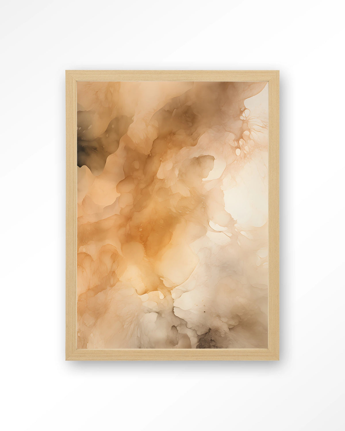 Rusty Clouds – abstract in oranje wolken – Art print – Hout naturel