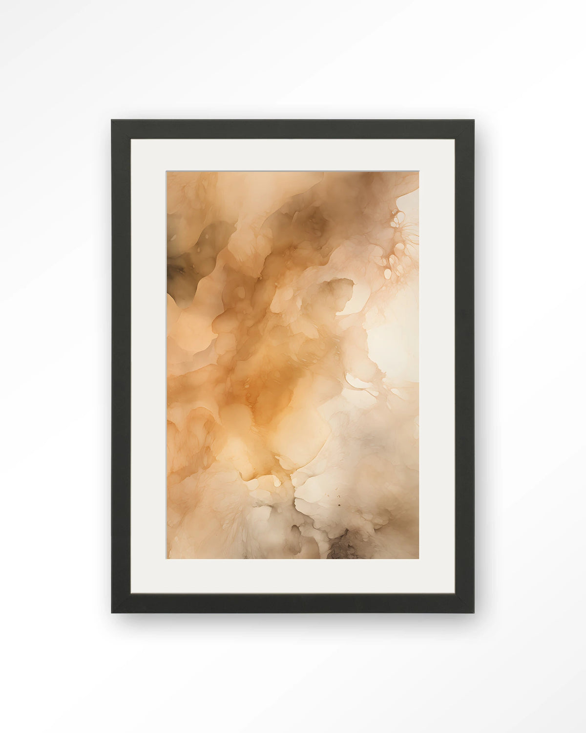Rusty Clouds – abstract in oranje wolken – Art print – Hout zwart + passe-partout
