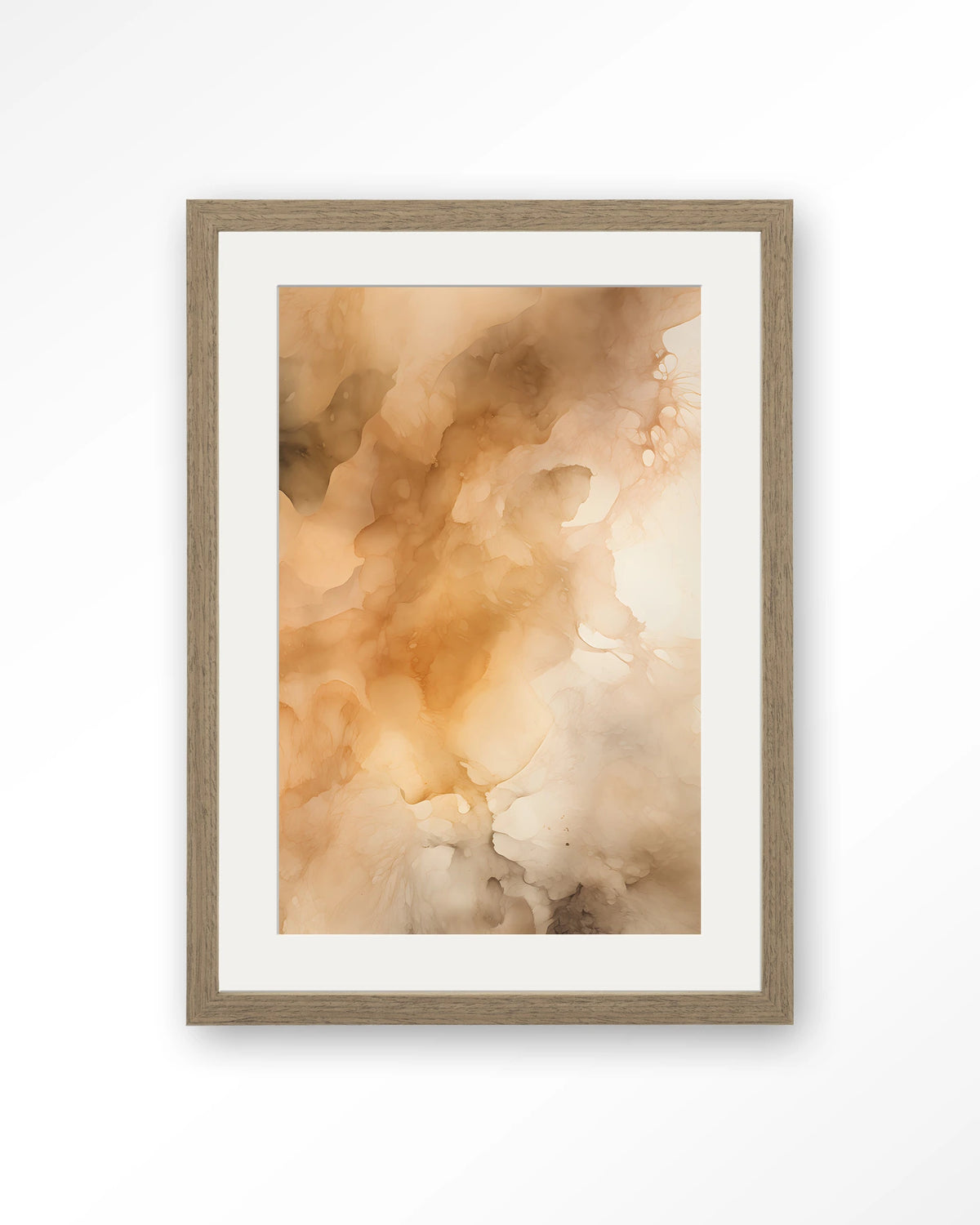 Rusty Clouds – abstract in oranje wolken – Art print – Hout bruin + passe-partout