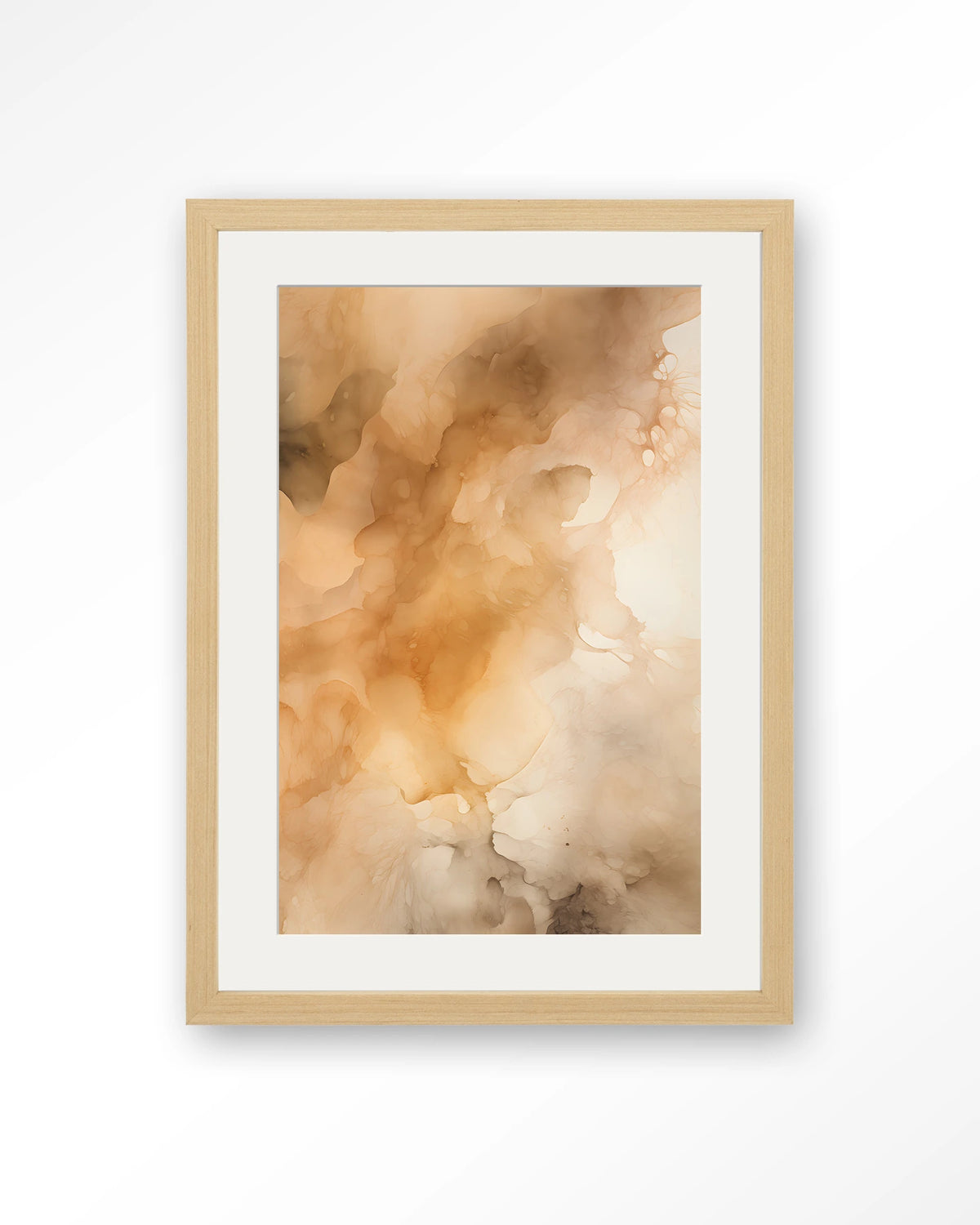 Rusty Clouds – abstract in oranje wolken – Art print – Hout naturel + passe-partout