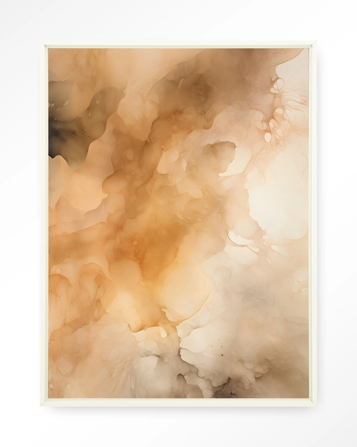 Rusty Clouds – abstract in oranje wolken – Wandkleed – Floating frame – wit