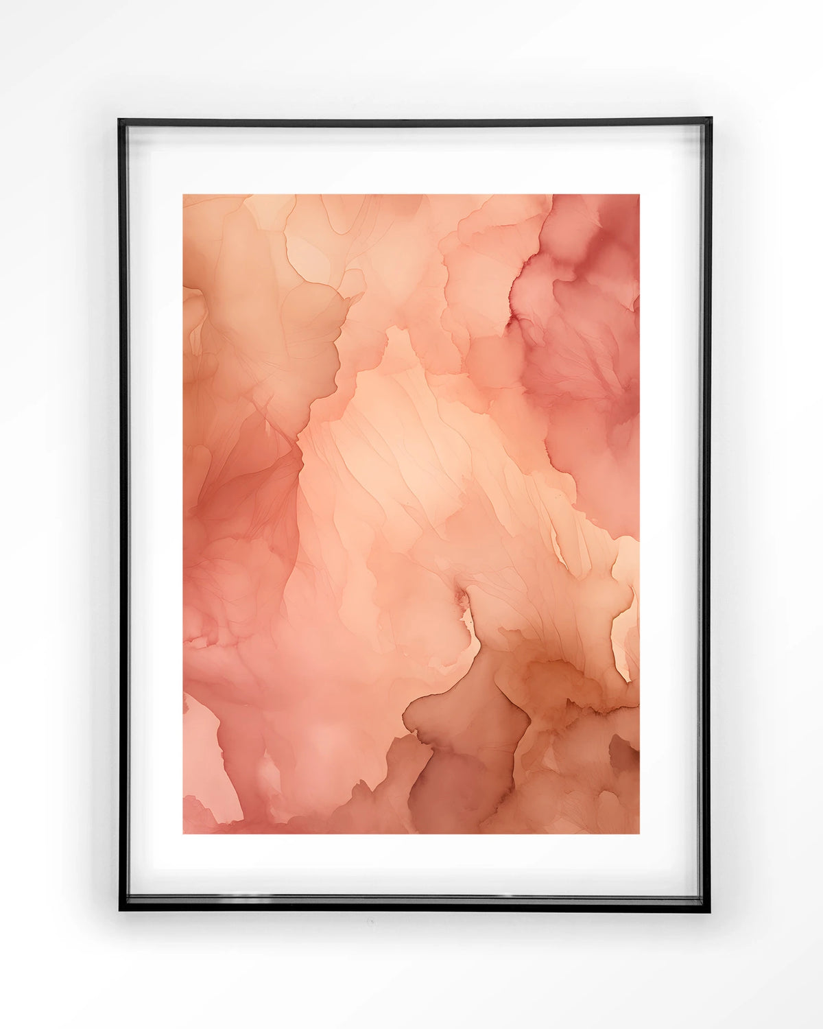Flowing Pink – roze aquarel met vloeiende kleuren – Art print – Acryl zwart