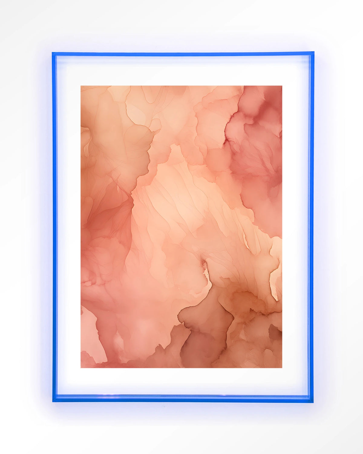 Flowing Pink – roze aquarel met vloeiende kleuren – Art print – Acryl lichtblauw