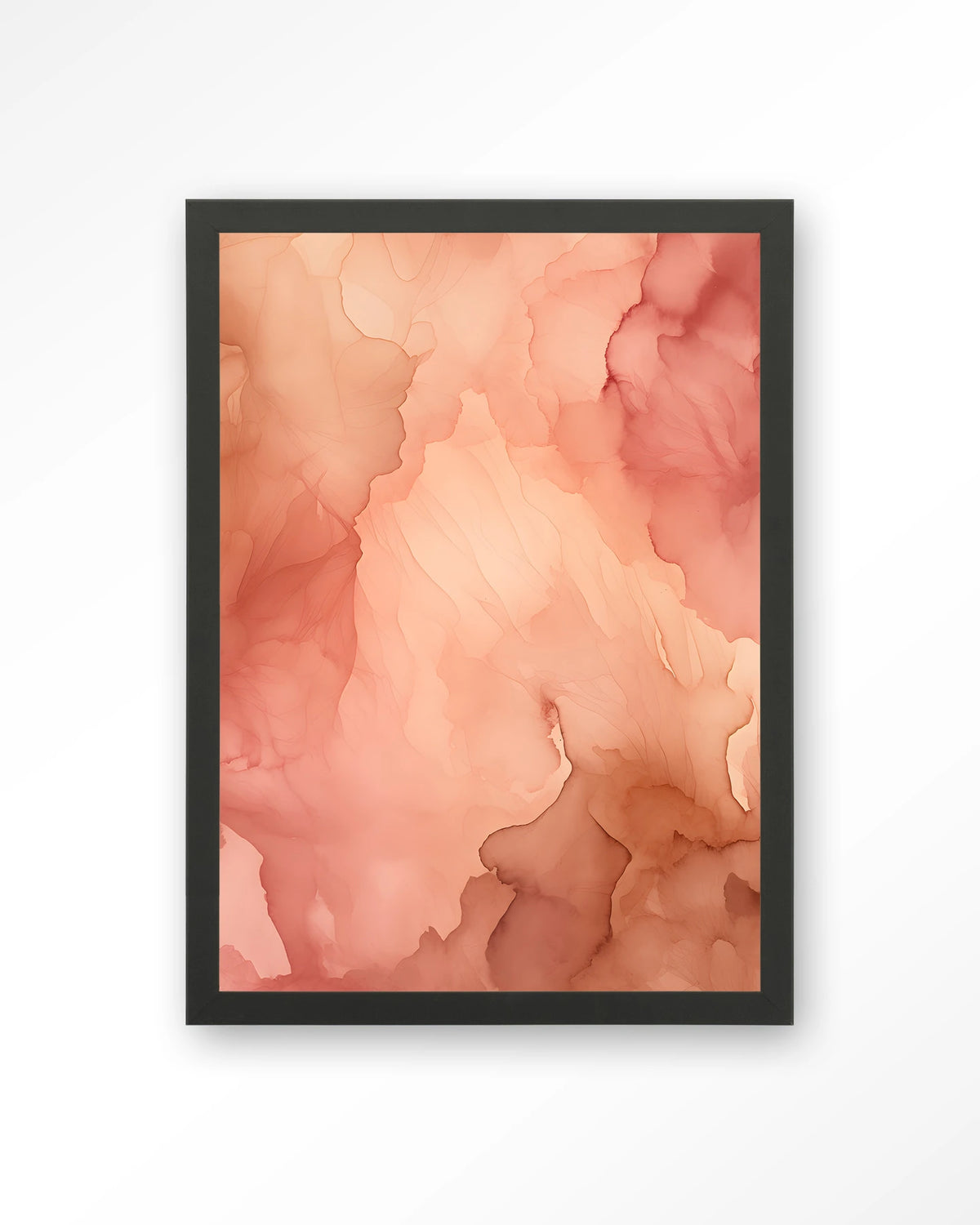 Flowing Pink – roze aquarel met vloeiende kleuren – Art print – Hout zwart