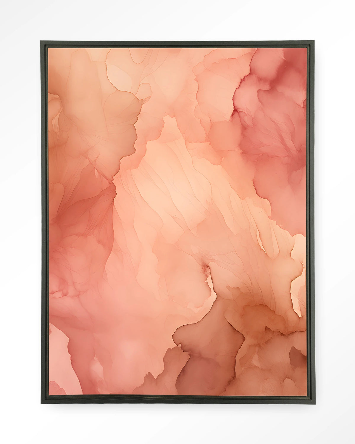 Flowing Pink – roze aquarel met vloeiende kleuren – Wandkleed – Floating frame – zwart